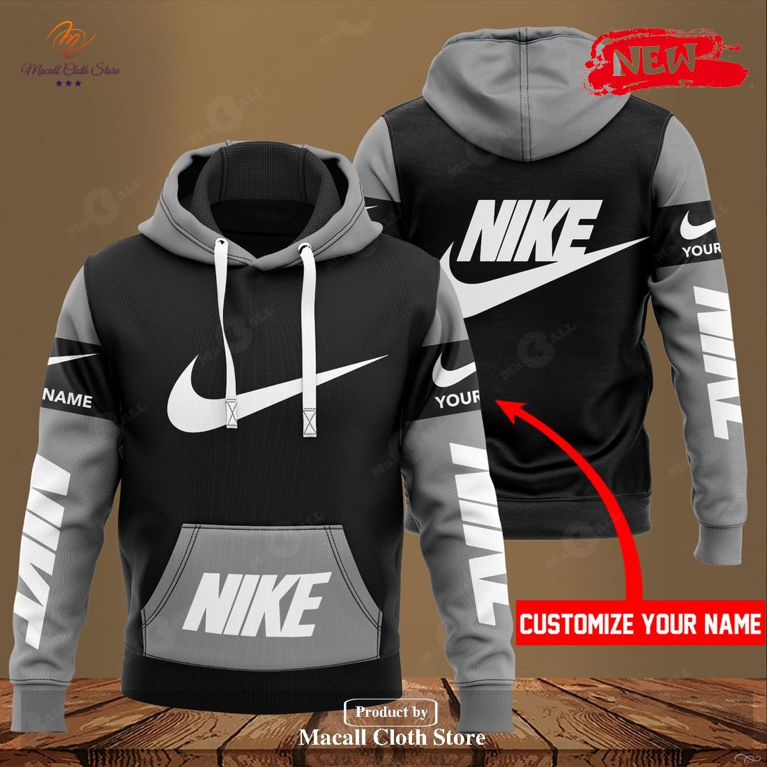 Personalized Nike Black Design Classic Hot Luxury Design Hoodie Sweatshirt 3D And Pants