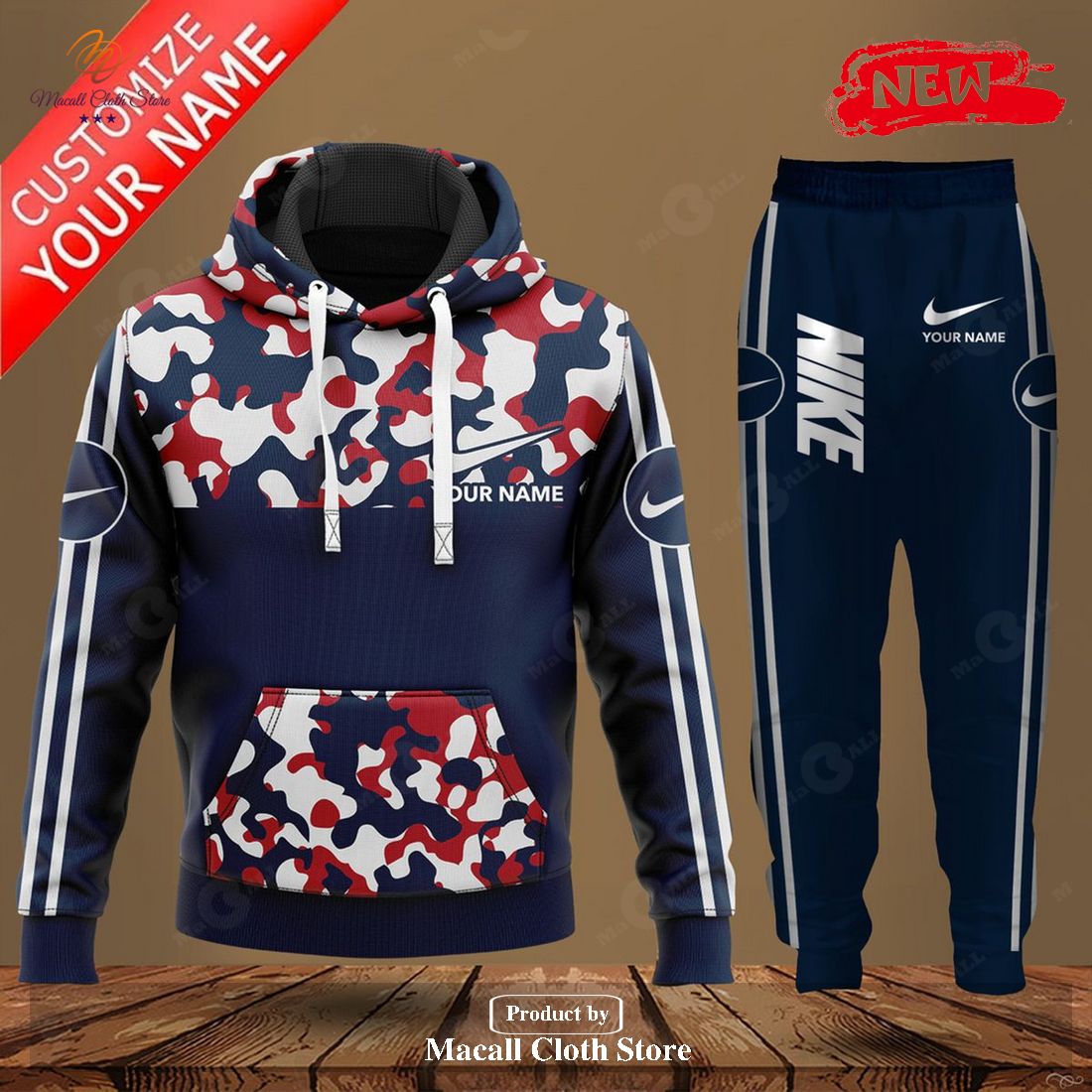 Personalized Nike Red White Dot Luxury Design Hoodie Sweatshirt 3D And Pants