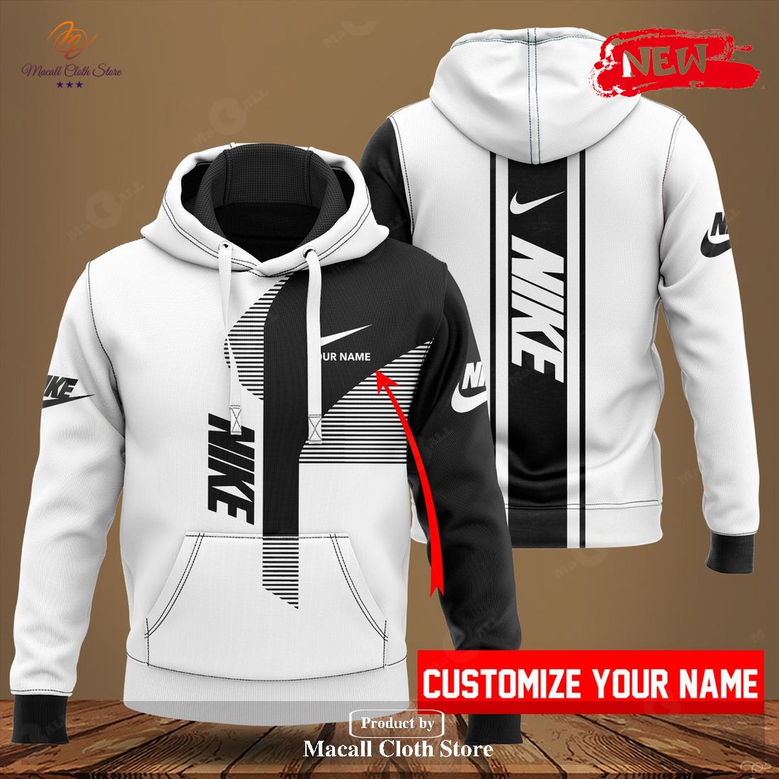 Personalized Nike White Design Classic Hot Luxury Design Hoodie Sweatshirt 3D And Pants