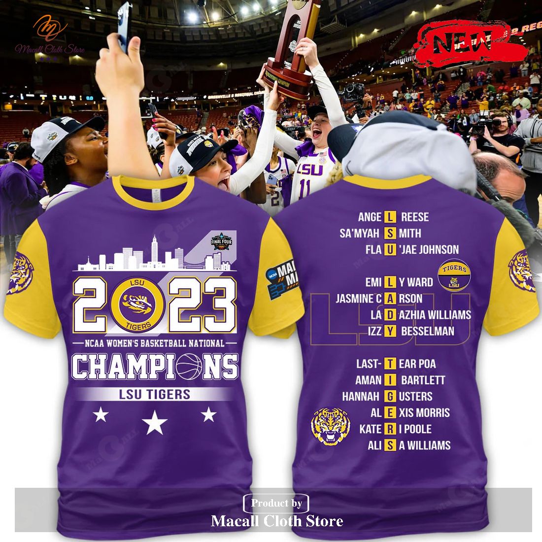 Lsu Tigers 2023 Ncaa Women S Basketball National Champions Hot Fahsion T Shirt 3d Macall Cloth