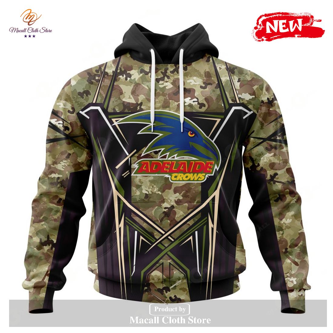 [NEW] Personalized AFL Adelaide Crows Special Camo Color Design Hoodie Sweatshirt 3D