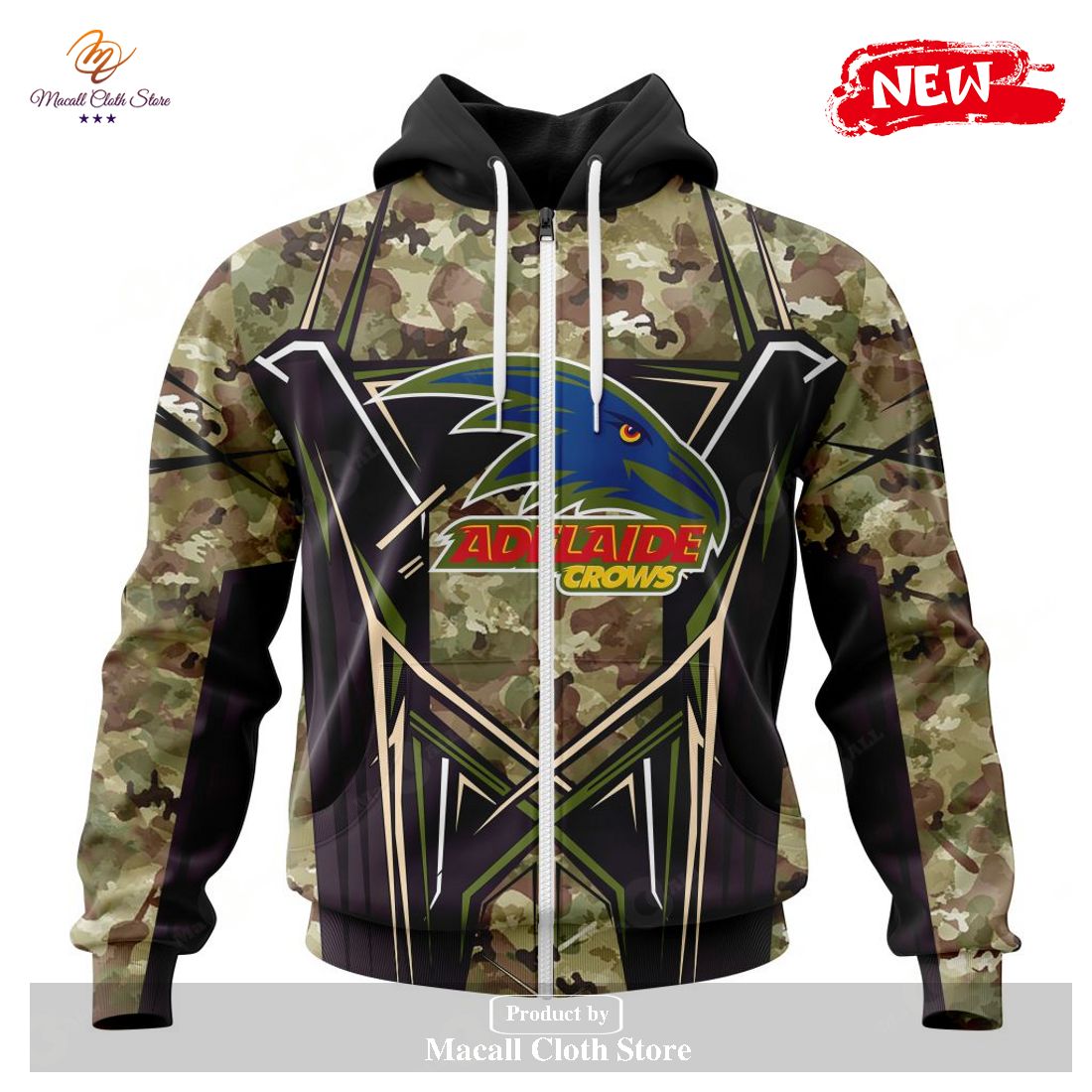 [NEW] Personalized AFL Adelaide Crows Special Camo Color Design Hoodie Sweatshirt 3D