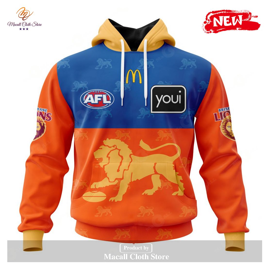 [NEW] Personalized AFL Brisbane Lions Away Kits 2023 Hoodie Sweatshirt 3D