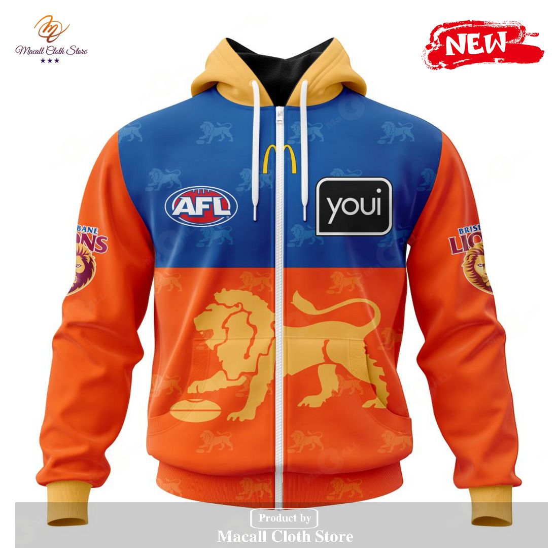 [NEW] Personalized AFL Brisbane Lions Away Kits 2023 Hoodie Sweatshirt 3D