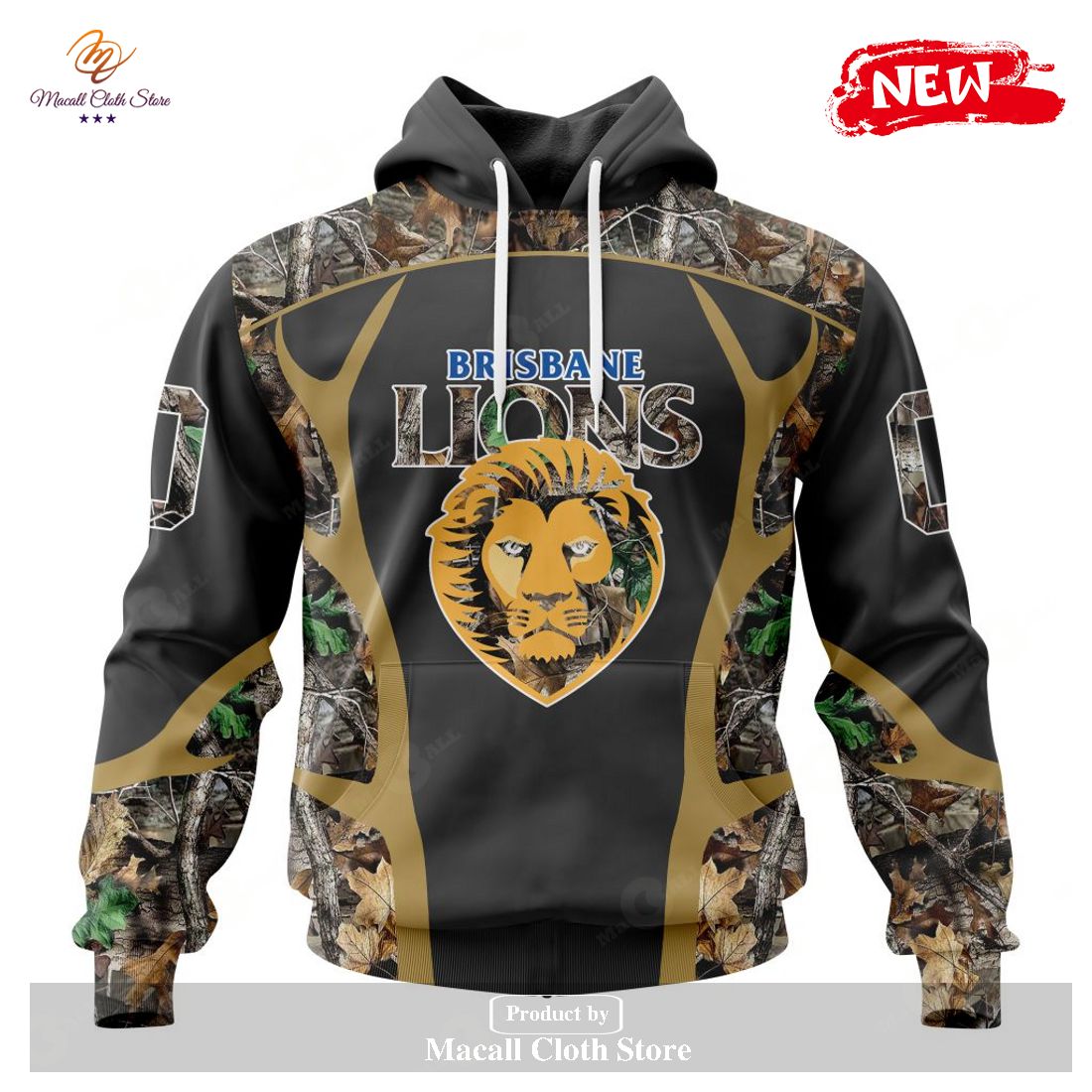 [NEW] Personalized AFL Brisbane Lions Special Camo Hunting Design Hoodie Sweatshirt 3D