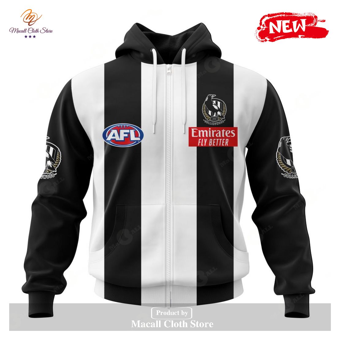 [NEW] Personalized AFL Collingwood Football Club Home Kits 2023 Hoodie Sweatshirt 3D