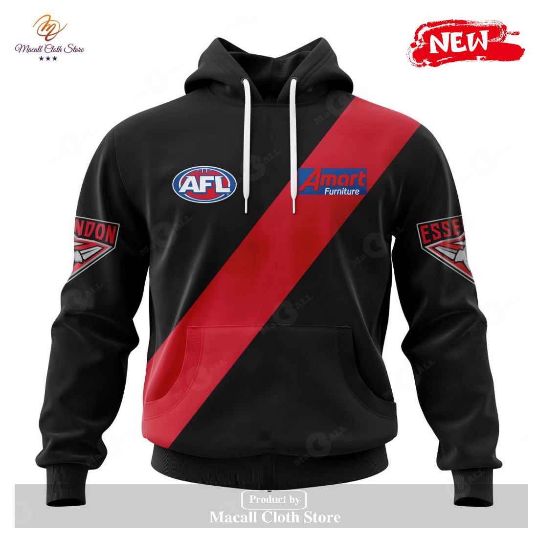 [NEW] Personalized AFL Essendon Football Club Home Kits 2023 Hoodie Sweatshirt 3D
