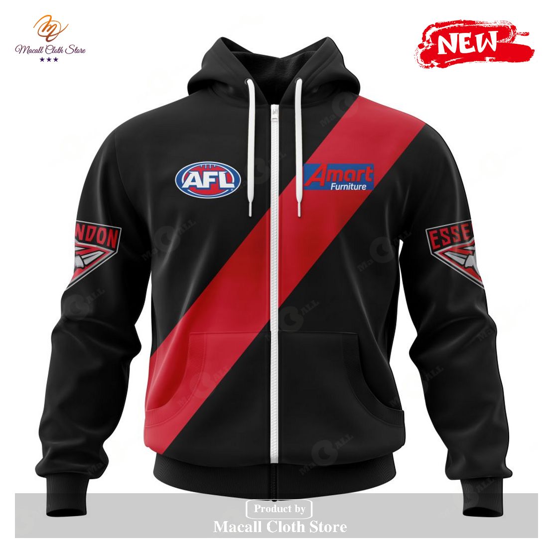 [NEW] Personalized AFL Essendon Football Club Home Kits 2023 Hoodie Sweatshirt 3D
