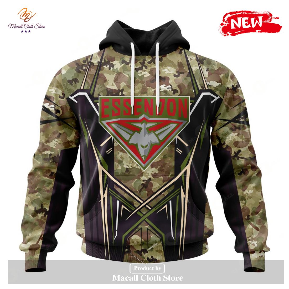 [NEW] Personalized AFL Essendon Football Club Special Camo Color Design Hoodie Sweatshirt 3D