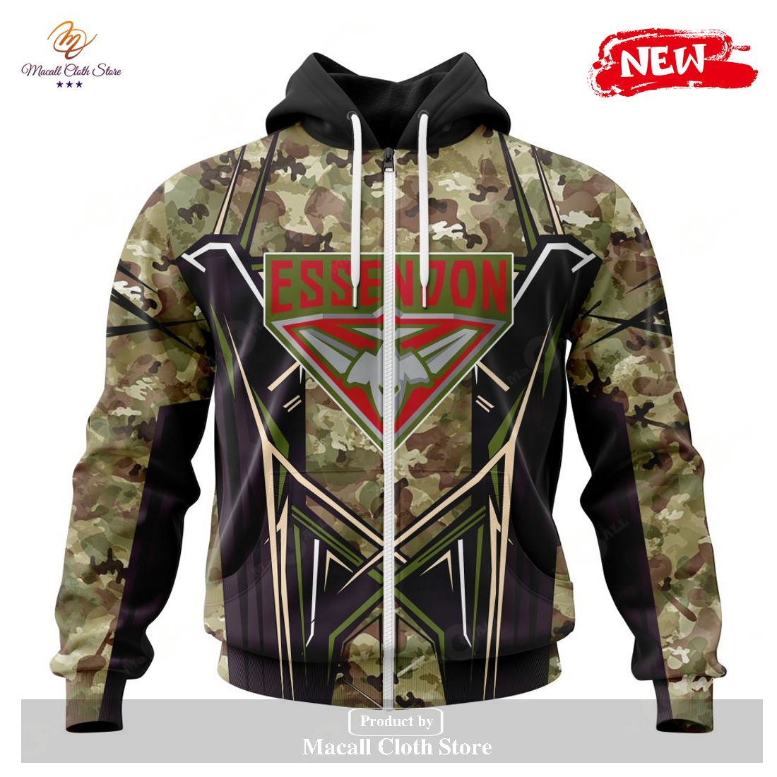 [NEW] Personalized AFL Essendon Football Club Special Camo Color Design Hoodie Sweatshirt 3D
