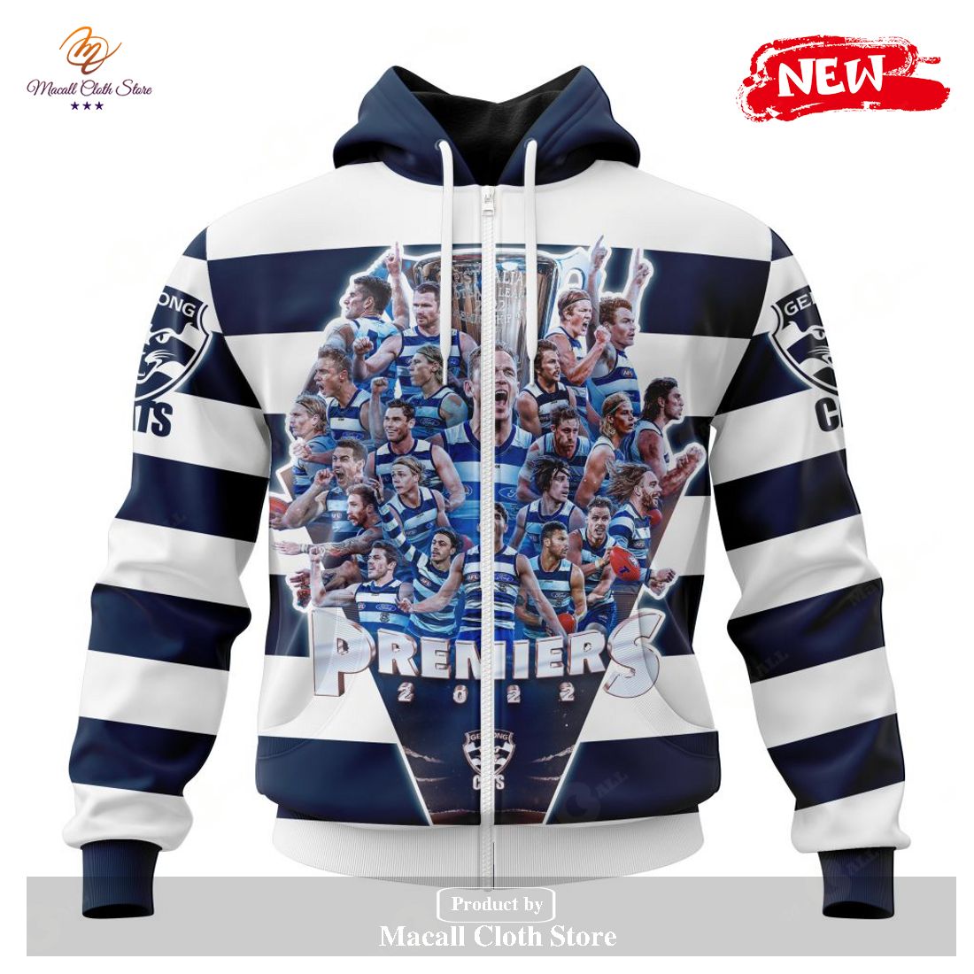 [NEW] Personalized AFL Geelong Cats 2023 PREMIERS Hoodie Sweatshirt 3D