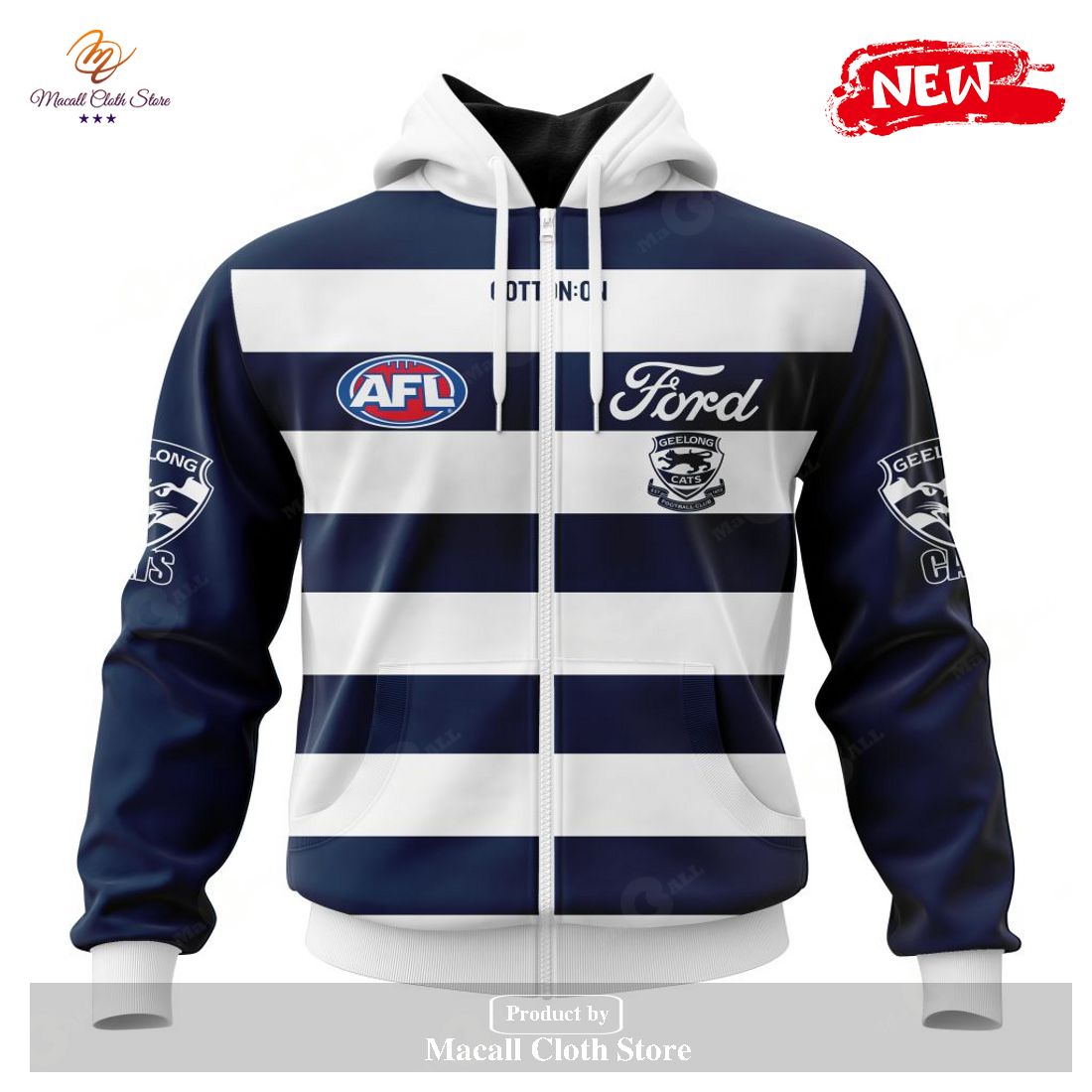 [NEW] Personalized AFL Geelong Cats Home Kits 2023 Hoodie Sweatshirt 3D