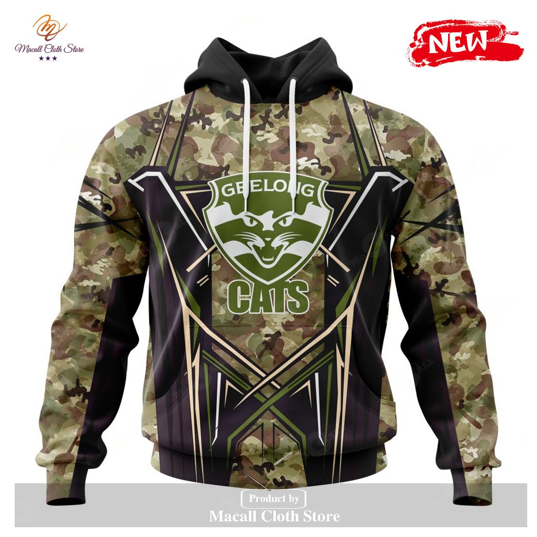[NEW] Personalized AFL Geelong Cats Special Camo Color Design Hoodie Sweatshirt 3D