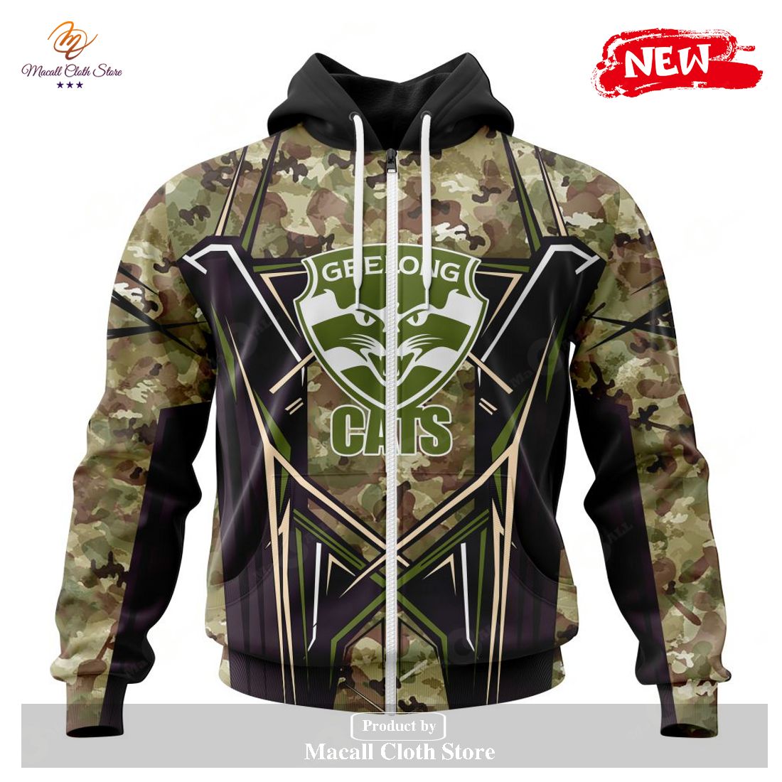 [NEW] Personalized AFL Geelong Cats Special Camo Color Design Hoodie Sweatshirt 3D