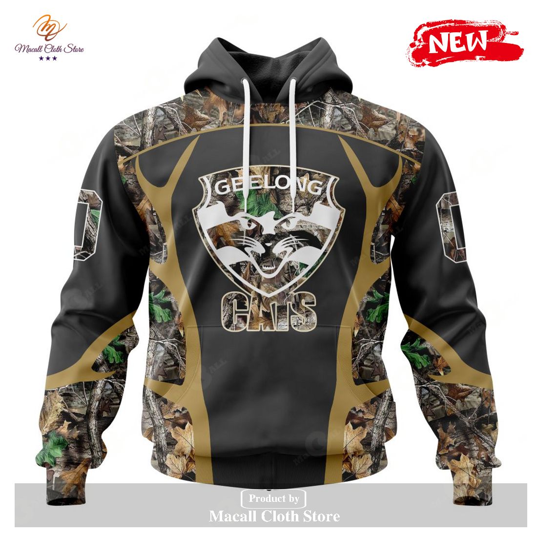 [NEW] Personalized AFL Geelong Cats Special Camo Hunting Design Hoodie Sweatshirt 3D