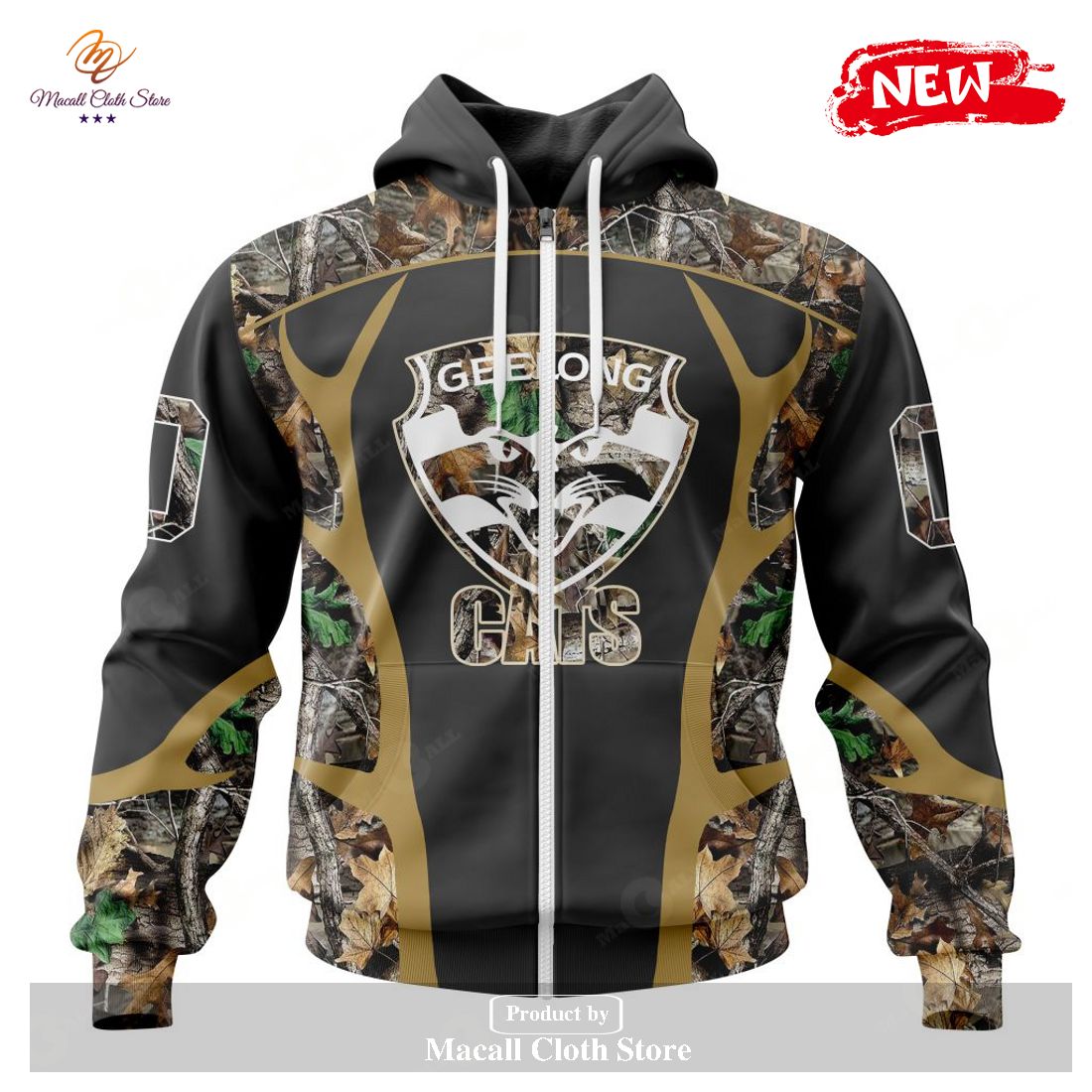 [NEW] Personalized AFL Geelong Cats Special Camo Hunting Design Hoodie Sweatshirt 3D