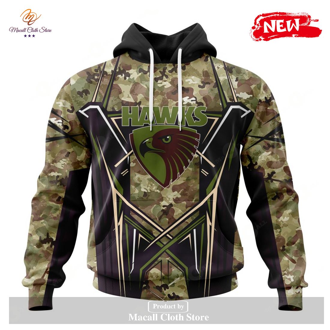 [NEW] Personalized AFL Hawthorn Football Club Special Camo Color Design Hoodie Sweatshirt 3D