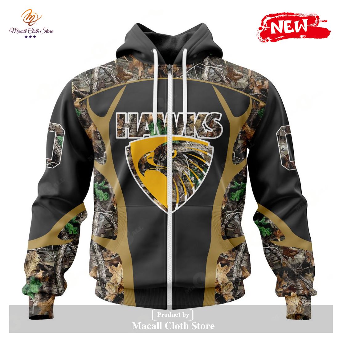 [NEW] Personalized AFL Hawthorn Football Club Special Camo Hunting Design Hoodie Sweatshirt 3D