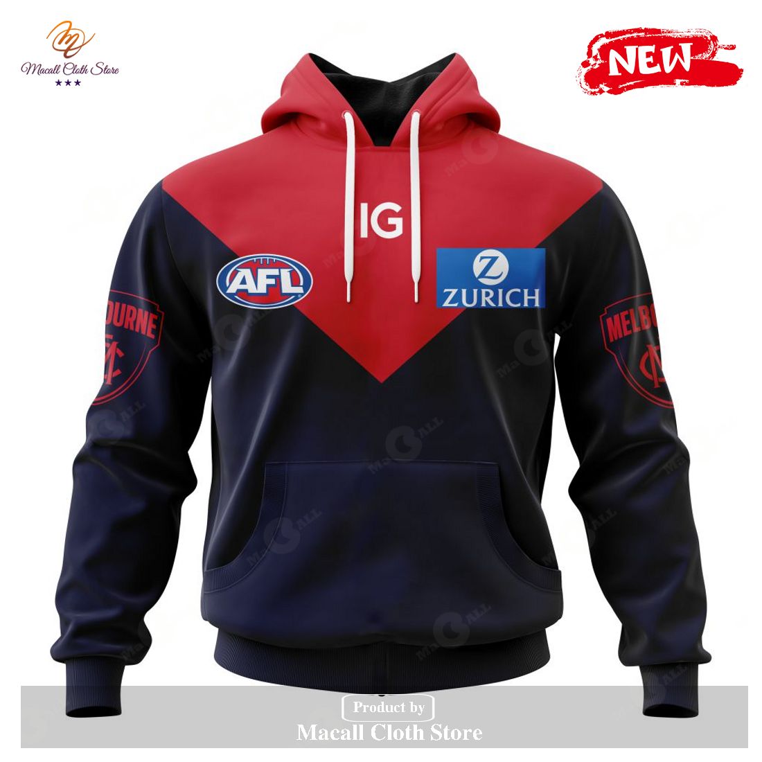[NEW] Personalized AFL Melbourne Football Club Home Kits 2023 Hoodie Sweatshirt 3D