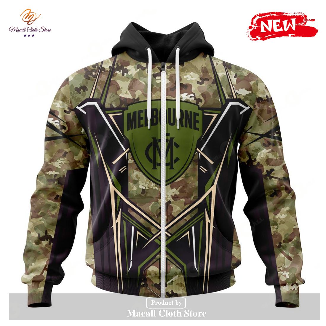 [NEW] Personalized AFL Melbourne Football Club Special Camo Color Design Hoodie Sweatshirt 3D