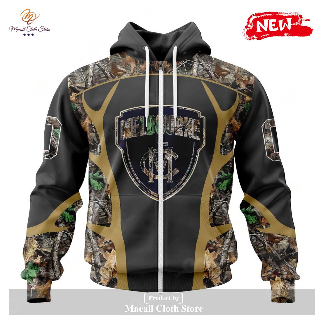 [NEW] Personalized AFL Melbourne Football Club Special Camo Hunting Design Hoodie Sweatshirt 3D