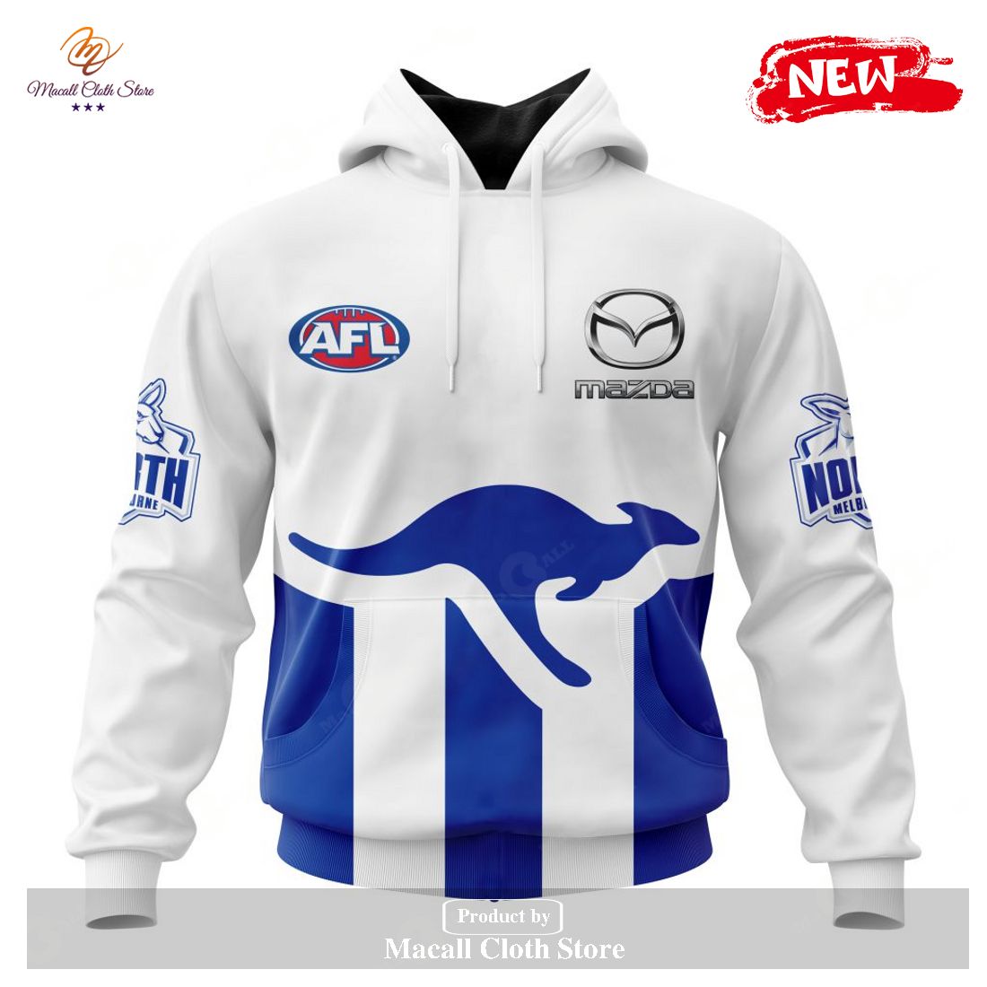 [NEW] Personalized AFL North Melbourne Football Club Away Kits 2023 Hoodie Sweatshirt 3D
