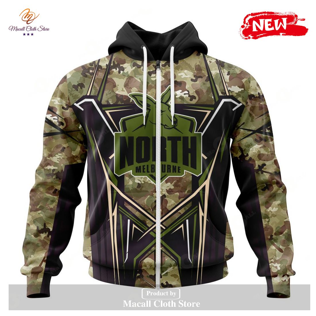 [NEW] Personalized AFL North Melbourne Football Club Special Camo Color Design Hoodie Sweatshirt 3D