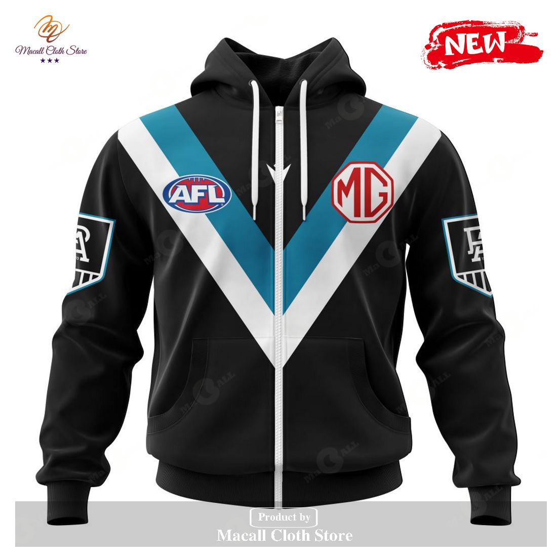 [NEW] Personalized AFL Port Adelaide Football Club Home Kits 2023 Hoodie Sweatshirt 3D