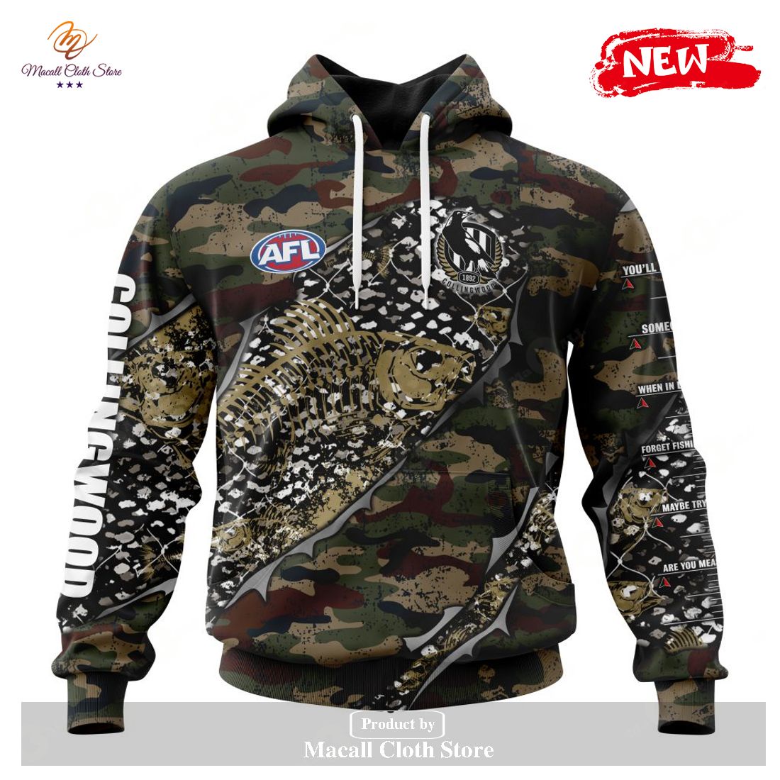 [NEW] Personalized AFL Collingwood Football Club Special Camo Fishing Hoodie Sweatshirt 3D