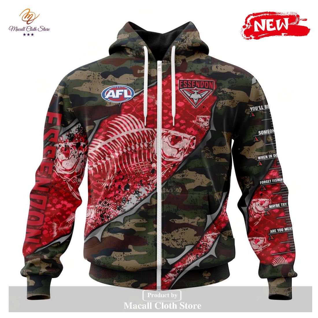 [NEW] Personalized AFL Essendon Football Club Special Camo Fishing Hoodie Sweatshirt 3D