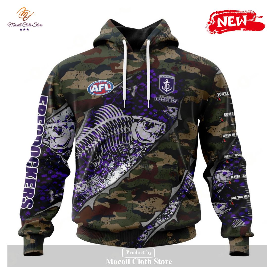 [NEW] Personalized AFL Fremantle Dockers Special Camo Fishing Hoodie Sweatshirt 3D