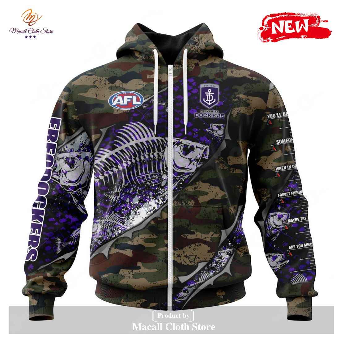 [NEW] Personalized AFL Fremantle Dockers Special Camo Fishing Hoodie Sweatshirt 3D