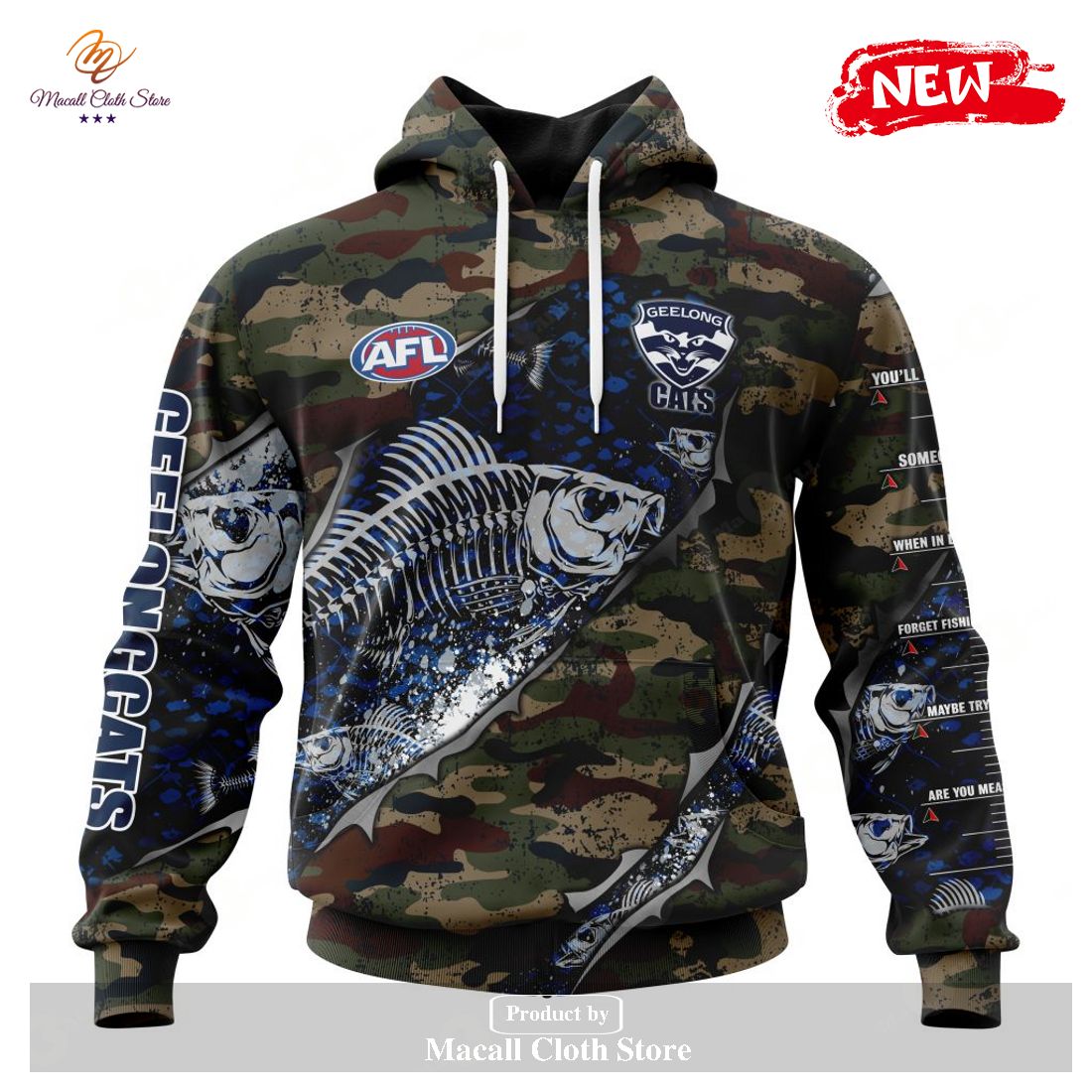 [NEW] Personalized AFL Geelong Cats Special Camo Fishing Hoodie Sweatshirt 3D