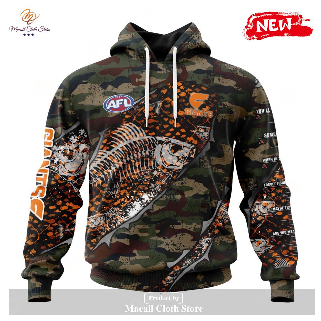 [NEW] Personalized AFL Greater Western Sydney Giants Special Camo Fishing Hoodie Sweatshirt 3D