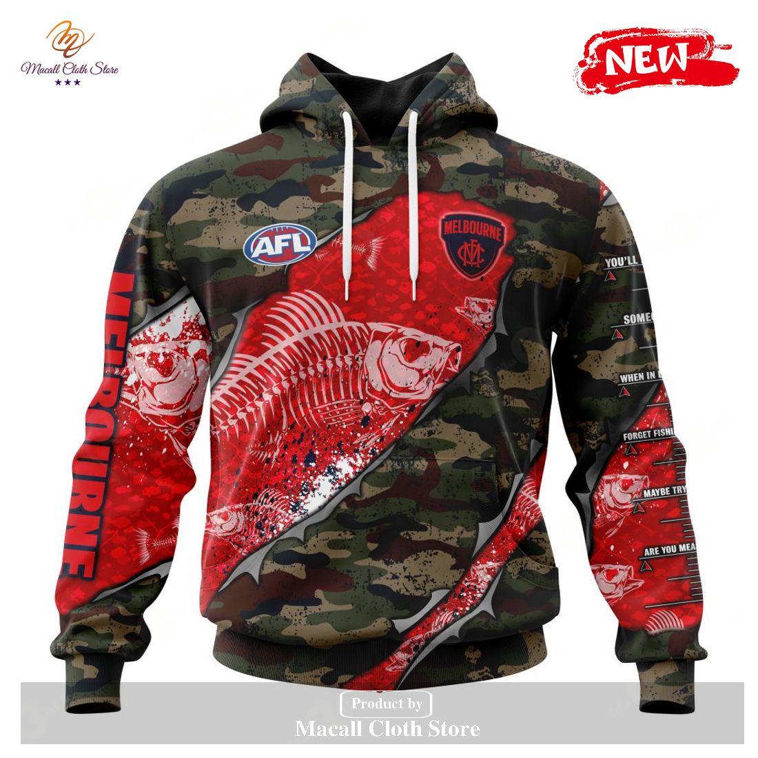 [NEW] Personalized AFL Melbourne Football Club Special Camo Fishing Hoodie Sweatshirt 3D