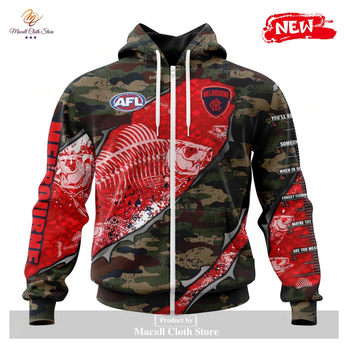 [NEW] Personalized AFL Melbourne Football Club Special Camo Fishing Hoodie Sweatshirt 3D