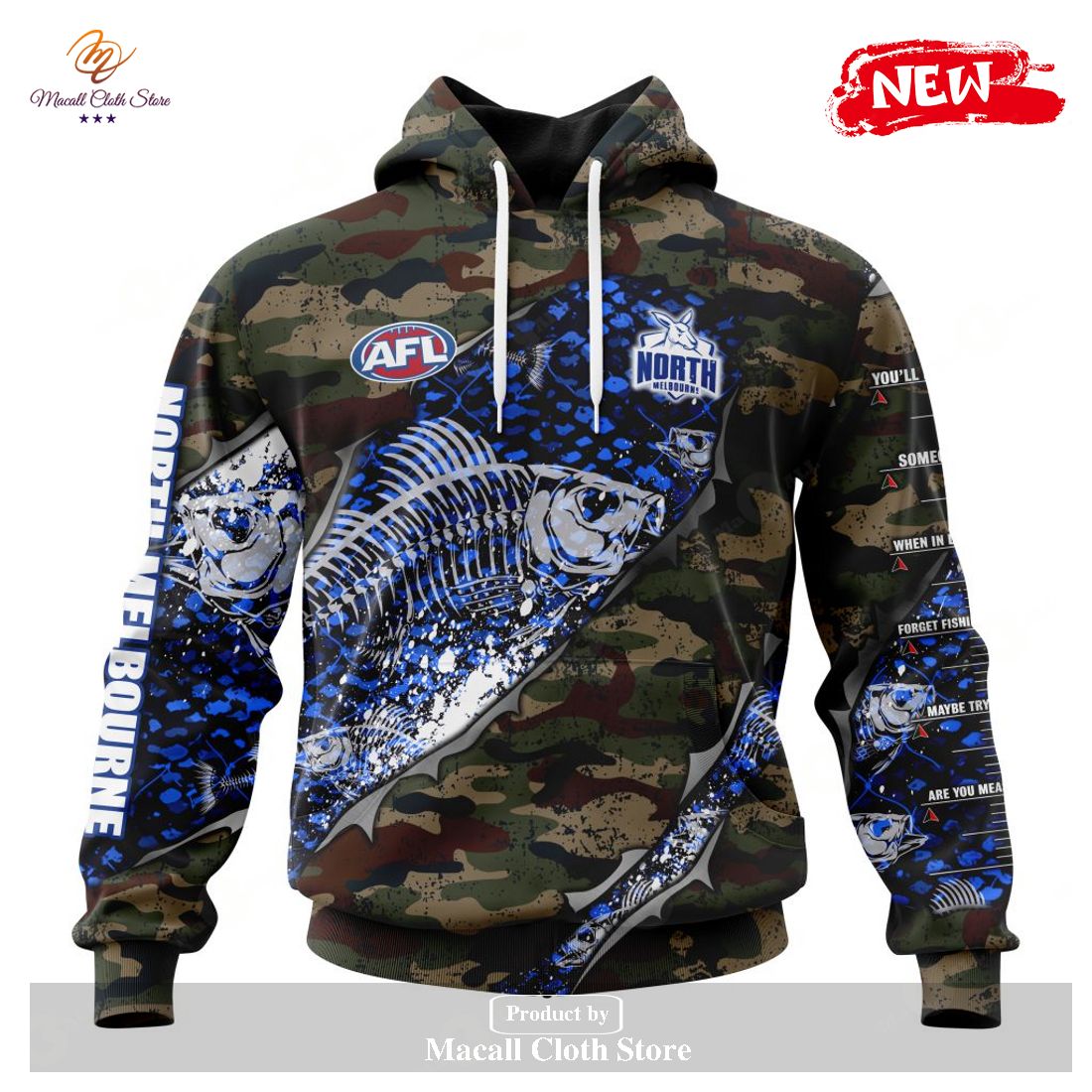 [NEW] Personalized AFL North Melbourne Football Club Special Camo Fishing Hoodie Sweatshirt 3D