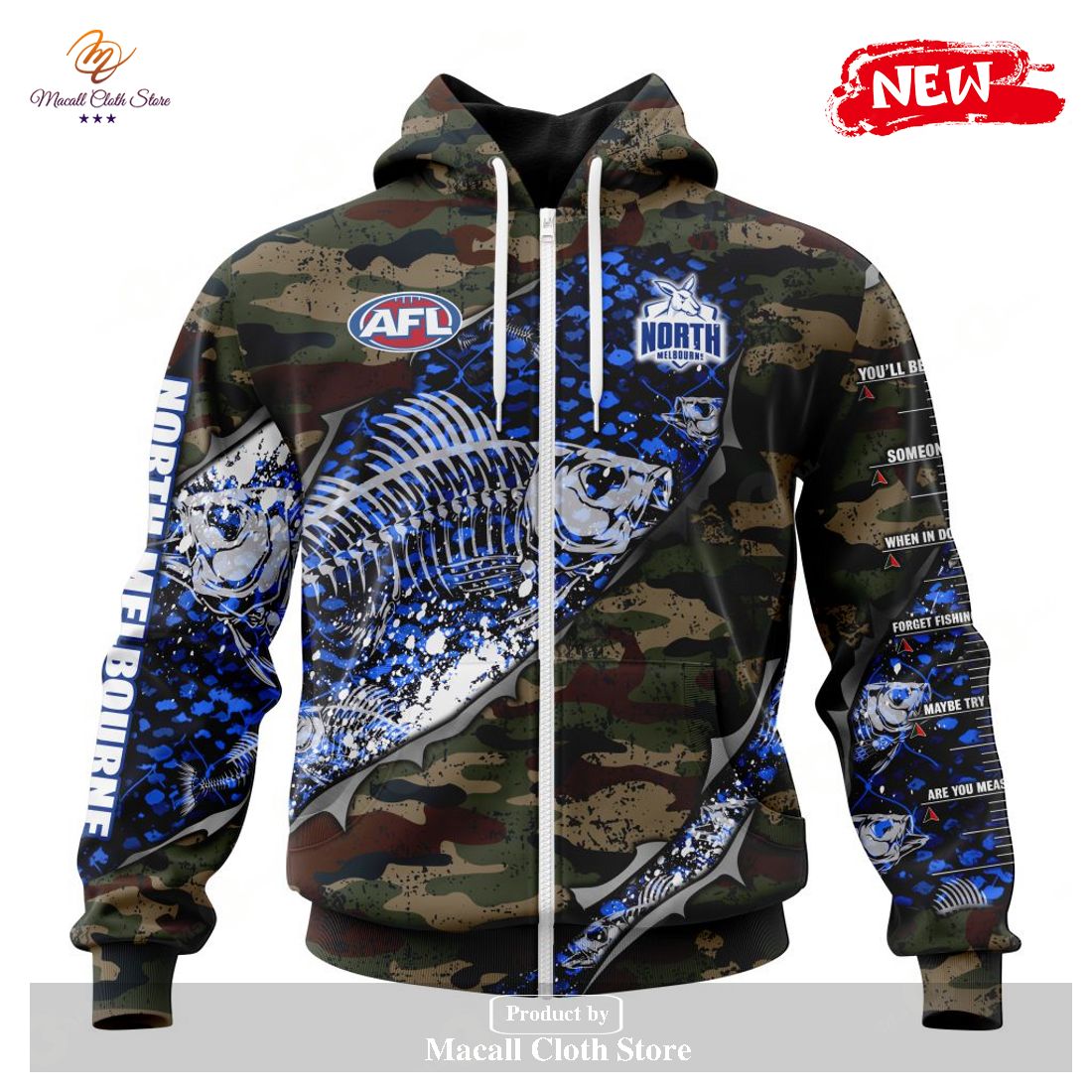 [NEW] Personalized AFL North Melbourne Football Club Special Camo Fishing Hoodie Sweatshirt 3D