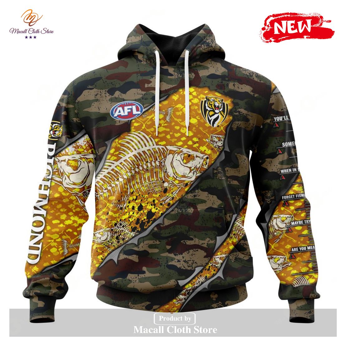 [NEW] Personalized AFL Richmond Tigers Special Camo Fishing Hoodie Sweatshirt 3D