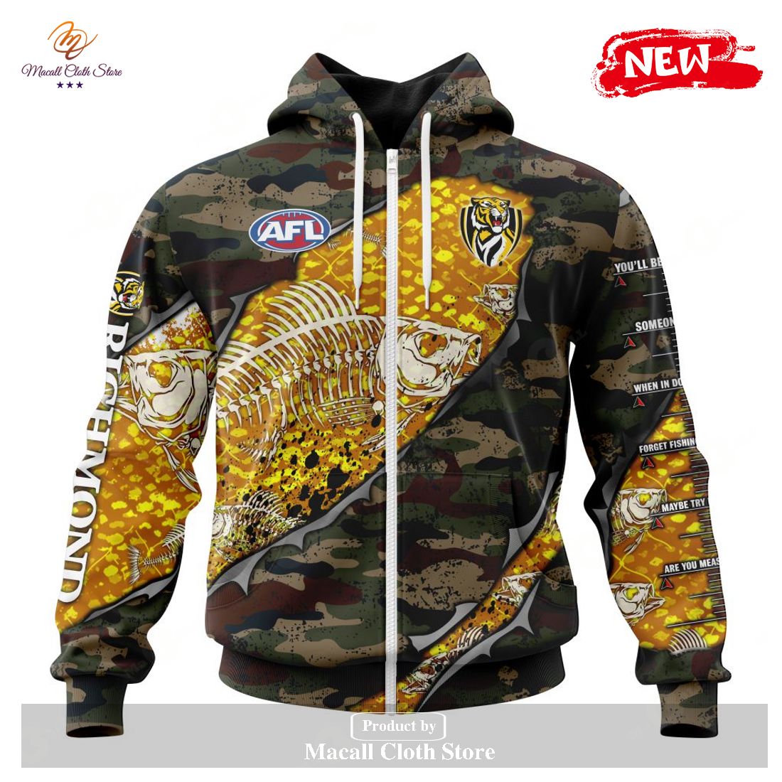 [NEW] Personalized AFL Richmond Tigers Special Camo Fishing Hoodie Sweatshirt 3D