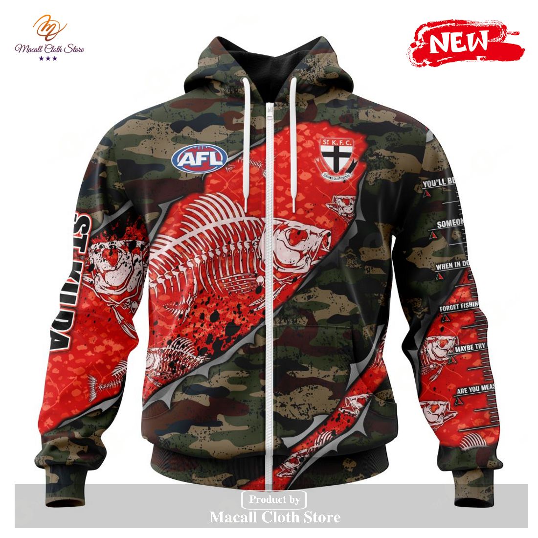 [NEW] Personalized AFL St Kilda Football Club Special Camo Fishing Hoodie Sweatshirt 3D