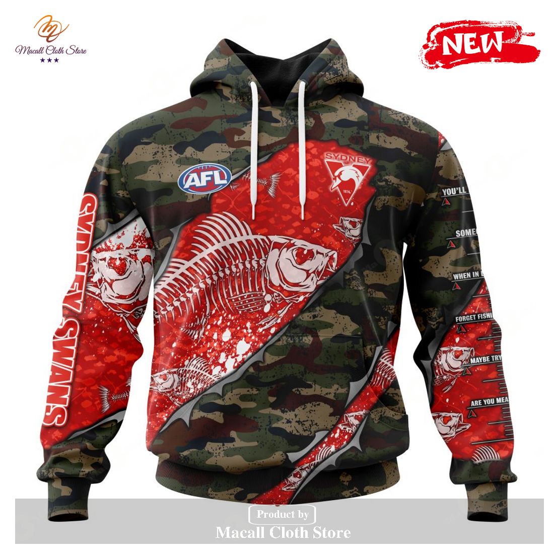 [NEW] Personalized AFL Sydney Swans Special Camo Fishing Hoodie Sweatshirt 3D