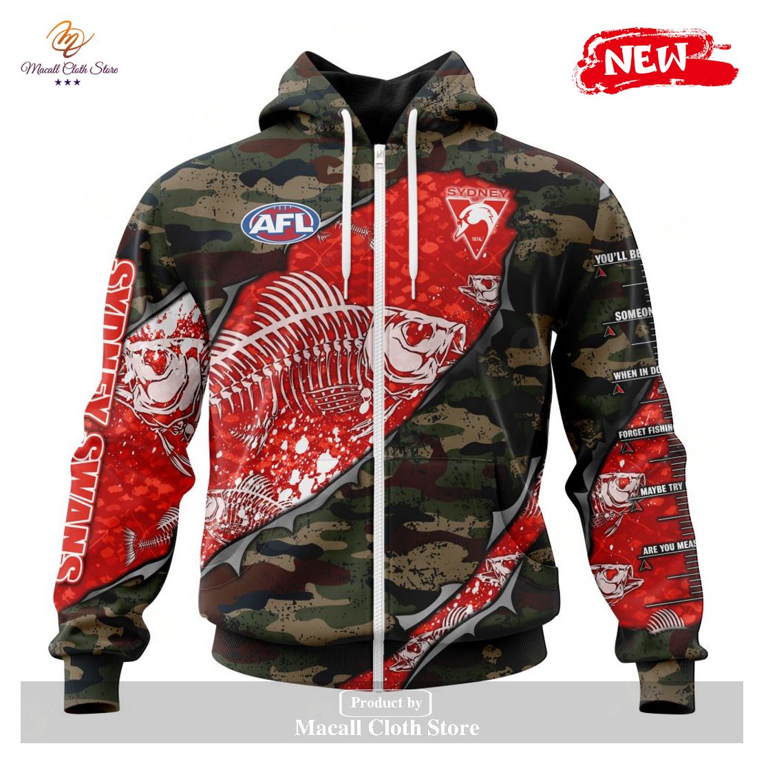 [NEW] Personalized AFL Sydney Swans Special Camo Fishing Hoodie Sweatshirt 3D