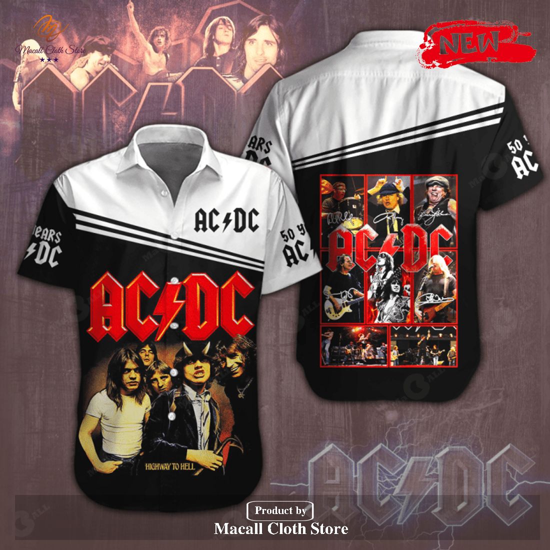 [NEW] ACDC Highway To Hell White Design Hawaiian Shirt and Short