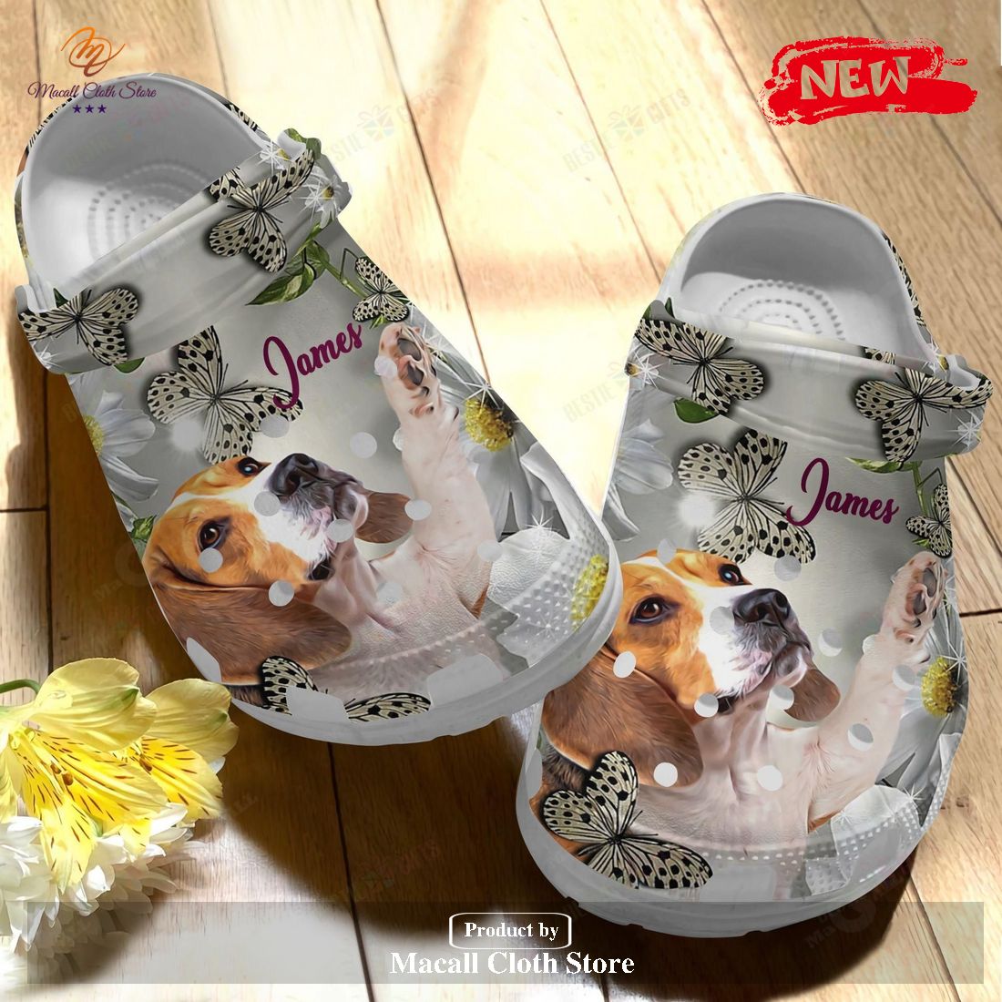 [NEW] Beagle Classic Whitesole Beagle And Daisy Flower For Man and Women Crocs Clog Shoes