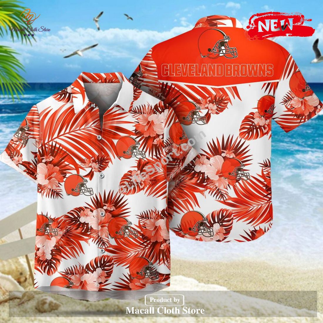 Tropical Leafs NFL Cleveland Browns Hawaiian Shirt - Freedomdesign