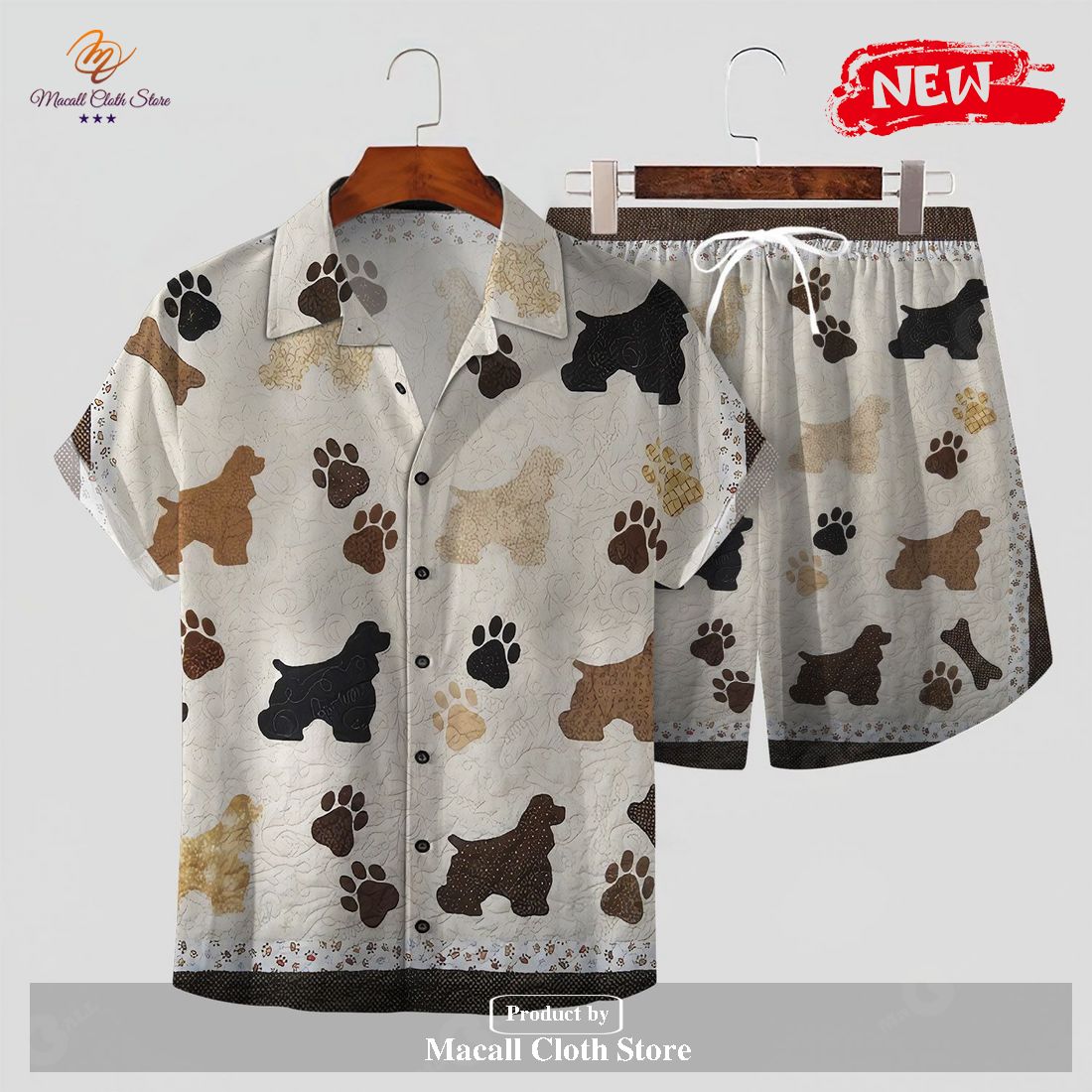 [NEW] Cocker Spaniel Drawing Cute Revere Collarl Gifts for Cocker Spaniel Hawaiian Shirt and Short