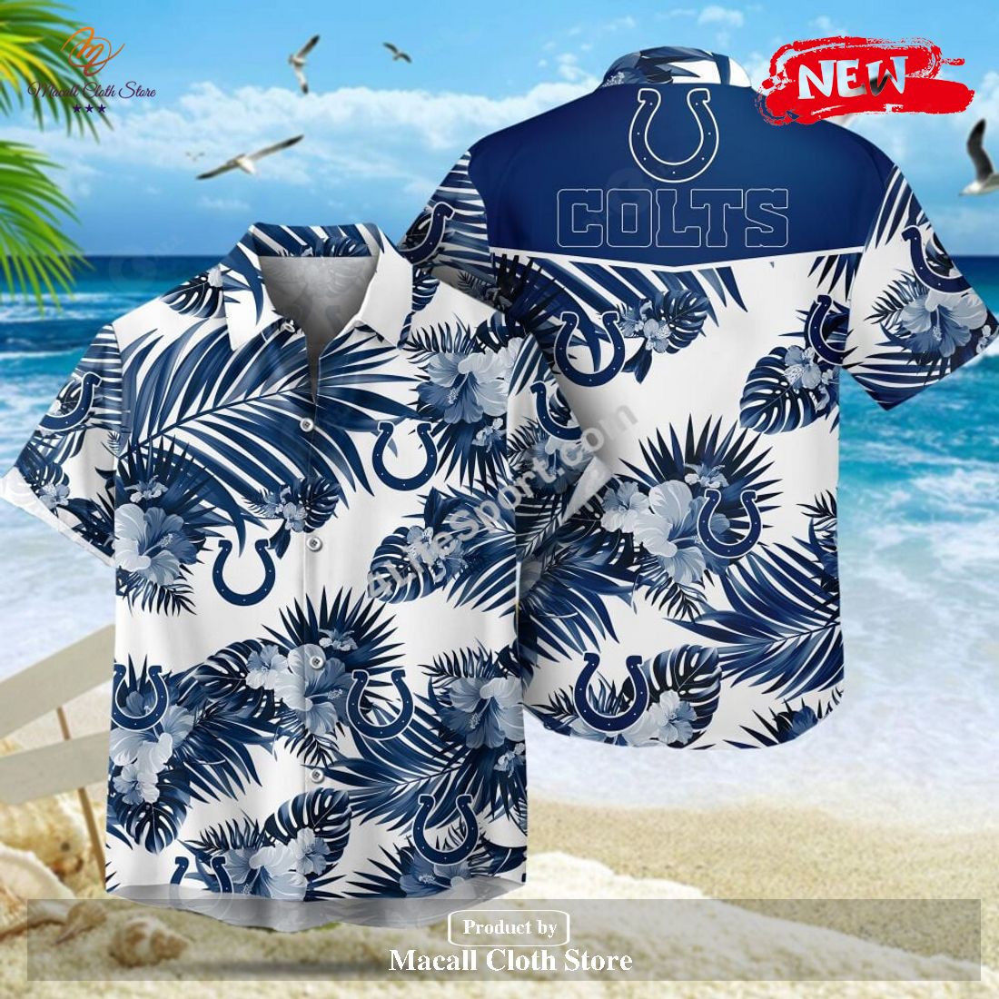 Indianapolis Colts Nfl Flowers Pattern And Symbol Over Print Hawaiian Shirt  And Beach Short - Freedomdesign