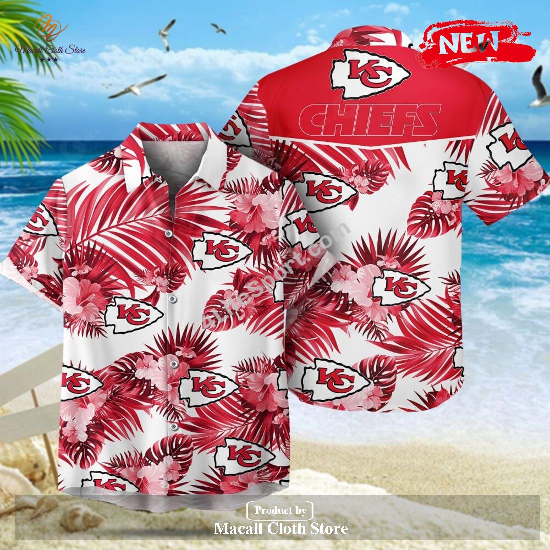 Chiefs Hawaiian Shirt Colorful Flower Palm Leaf Kansas City Chiefs