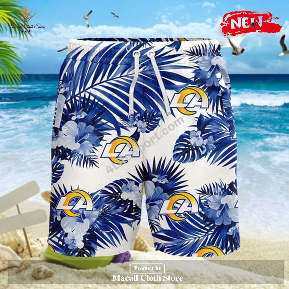 Los Angeles Rams NFL Team Tropical Coconut Hot Summer Button